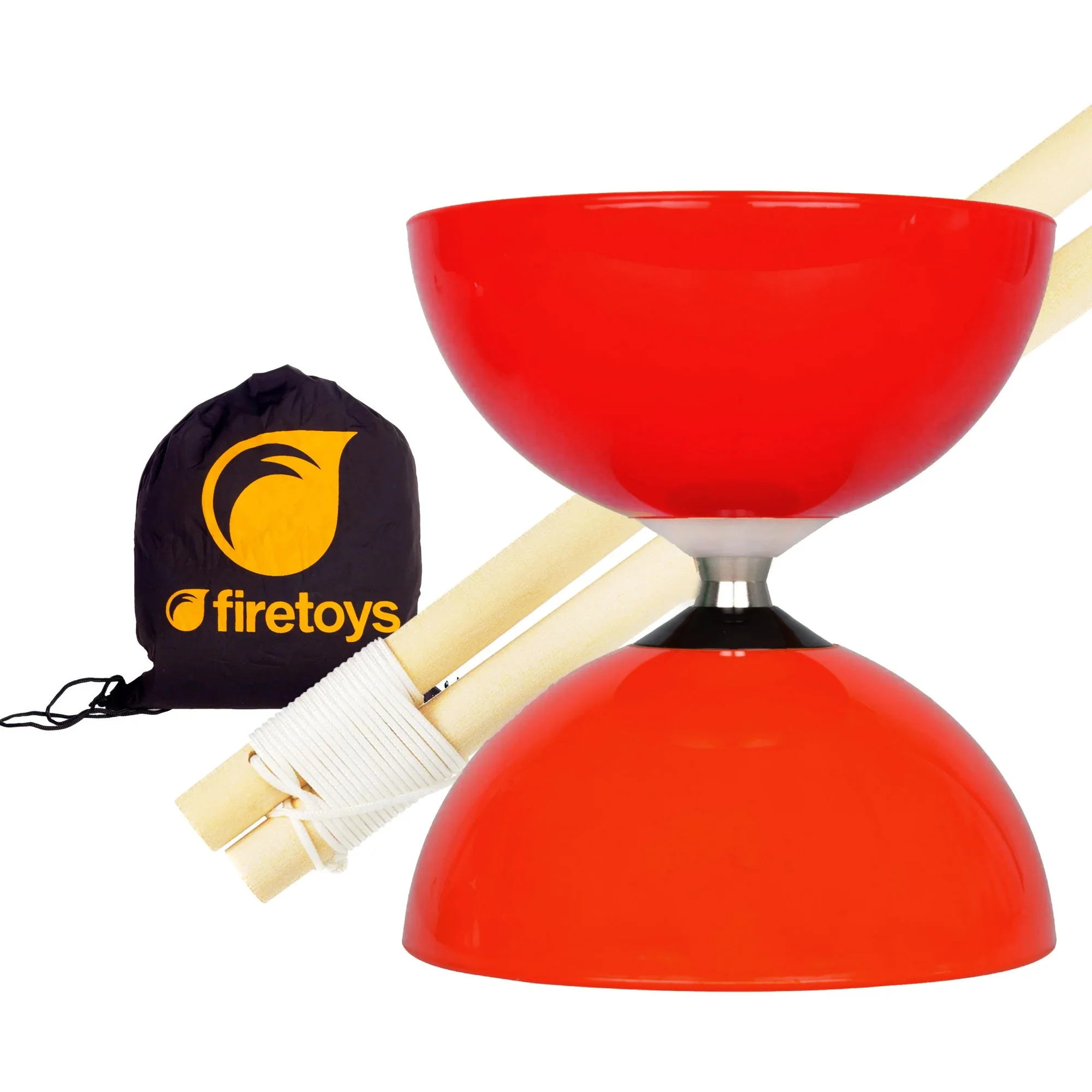Big Top Bearing Diabolo Set with Wooden Handsticks & Firetoys Bag - Image 4