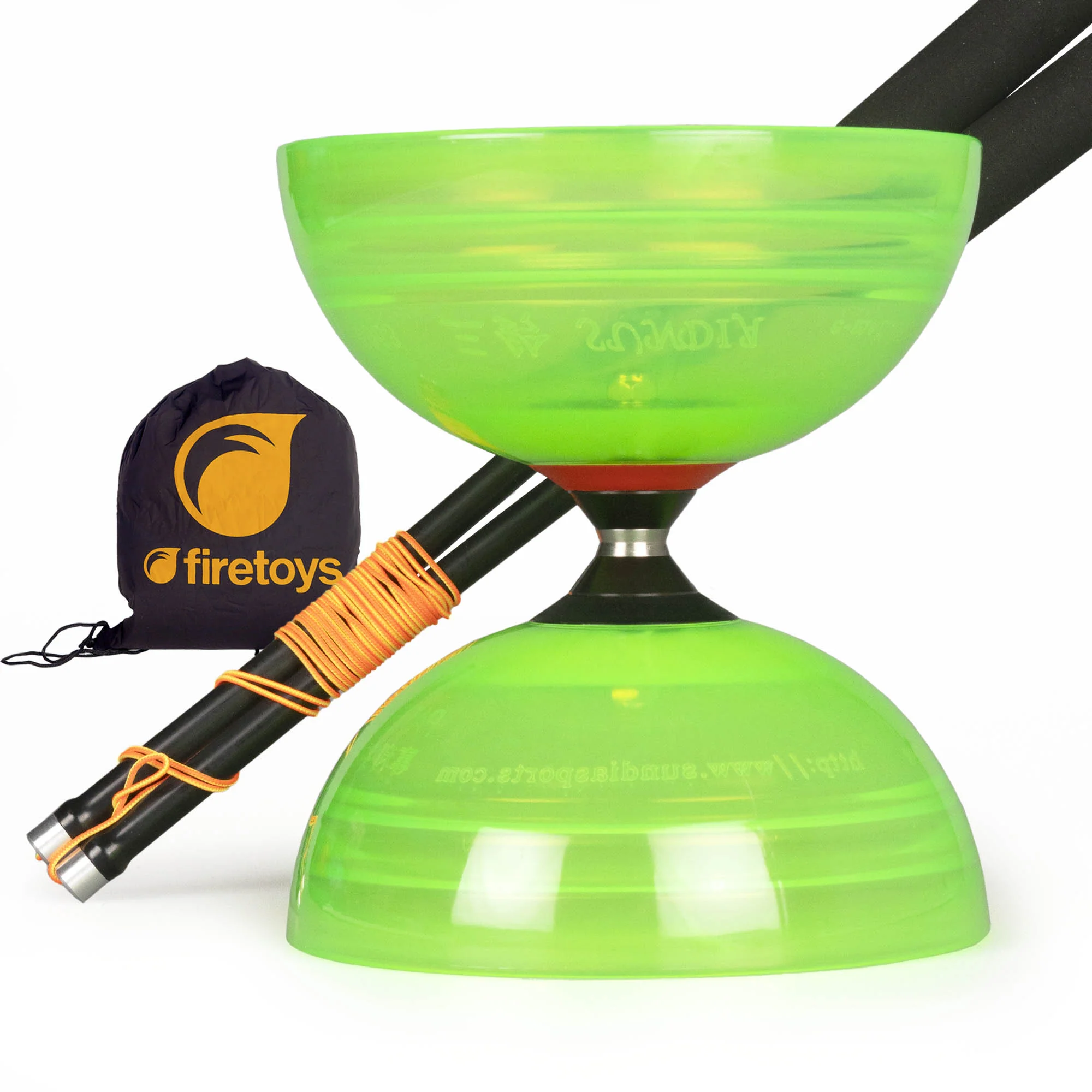 Sundia Shining Crystal Triple Bearing Diabolo with Henry's Carbon Fibre Handsticks & Firetoys Bag - Image 3